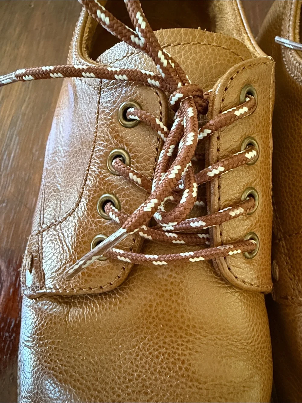 Florsheim Boys Cognac Brown Leather Derby Lace-Up Shoes